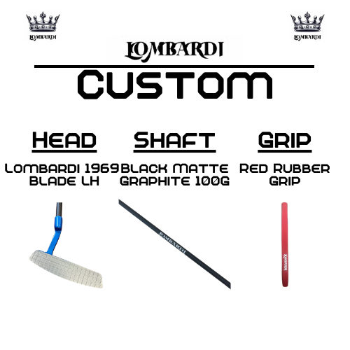 Lombardi Golf Custom Blue 1969 Double Wide Blade Left Hand Golf Putter