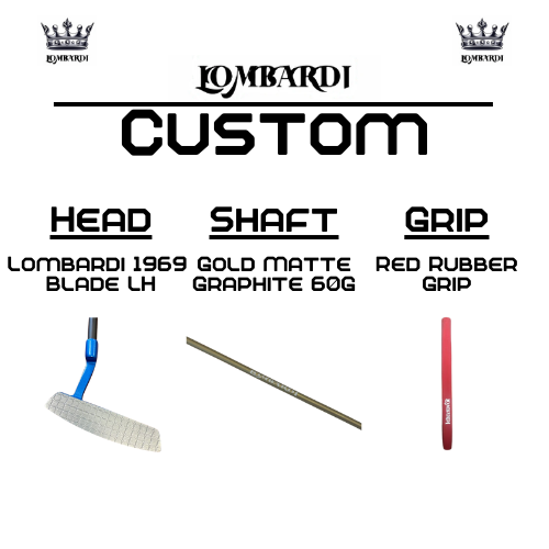 Lombardi Golf Custom Blue 1969 Double Wide Blade Left Hand Golf Putter