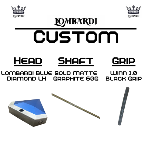 Lombardi Golf Custom Blue Diamond Left Hand Mallet Golf Putter