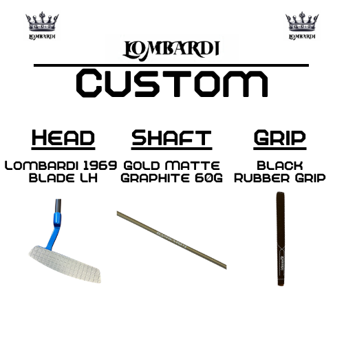 Lombardi Golf Custom Blue 1969 Double Wide Blade Left Hand Golf Putter
