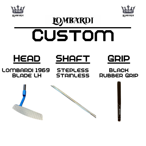 Lombardi Golf Custom Blue 1969 Double Wide Blade Left Hand Golf Putter