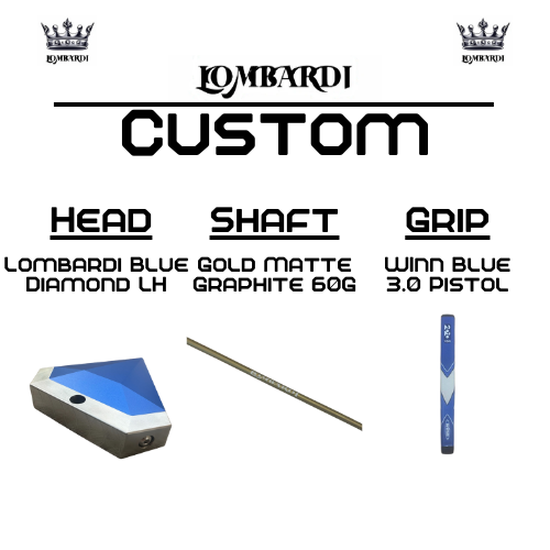 Lombardi Golf Custom Blue Diamond Left Hand Mallet Golf Putter
