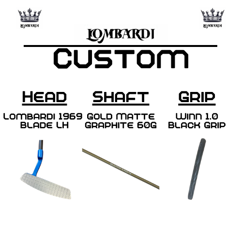 Lombardi Golf Custom Blue 1969 Double Wide Blade Left Hand Golf Putter