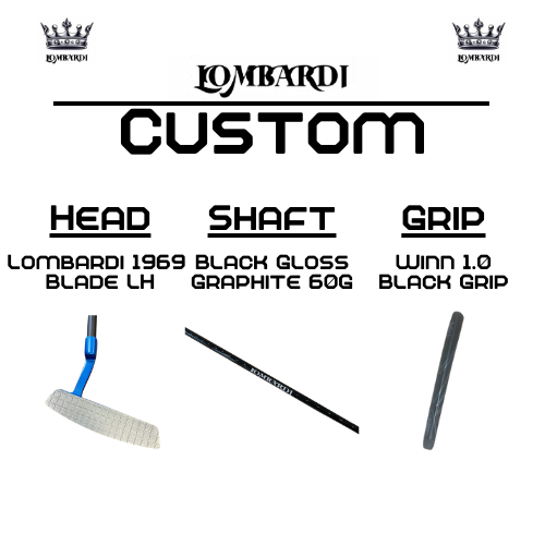 Lombardi Golf Custom Blue 1969 Double Wide Blade Left Hand Golf Putter