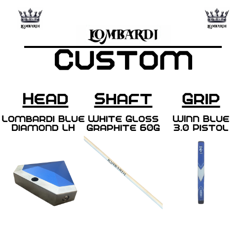 Lombardi Golf Custom Blue Diamond Left Hand Mallet Golf Putter