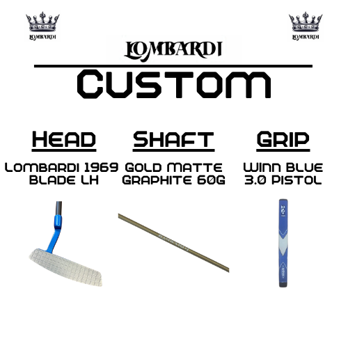 Lombardi Golf Custom Blue 1969 Double Wide Blade Left Hand Golf Putter