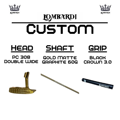 Putter de golf de hoja doble ancha Lombardi Golf Custom Gold PC-308