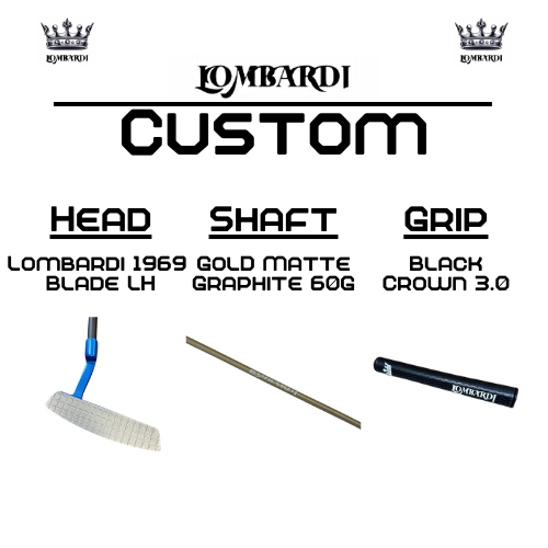 Lombardi Golf Custom Blue 1969 Double Wide Blade Left Hand Golf Putter