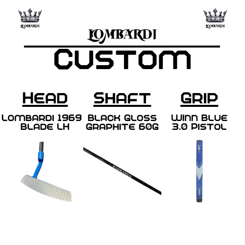 Lombardi Golf Custom Blue 1969 Double Wide Blade Left Hand Golf Putter