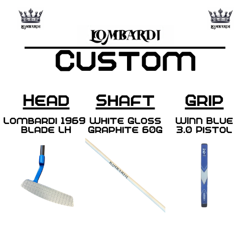 Lombardi Golf Custom Blue 1969 Double Wide Blade Left Hand Golf Putter