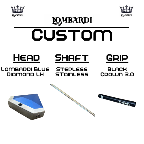 Lombardi Golf Custom Blue Diamond Left Hand Mallet Golf Putter