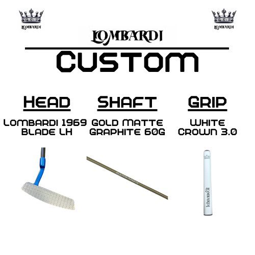 Lombardi Golf Custom Blue 1969 Double Wide Blade Left Hand Golf Putter