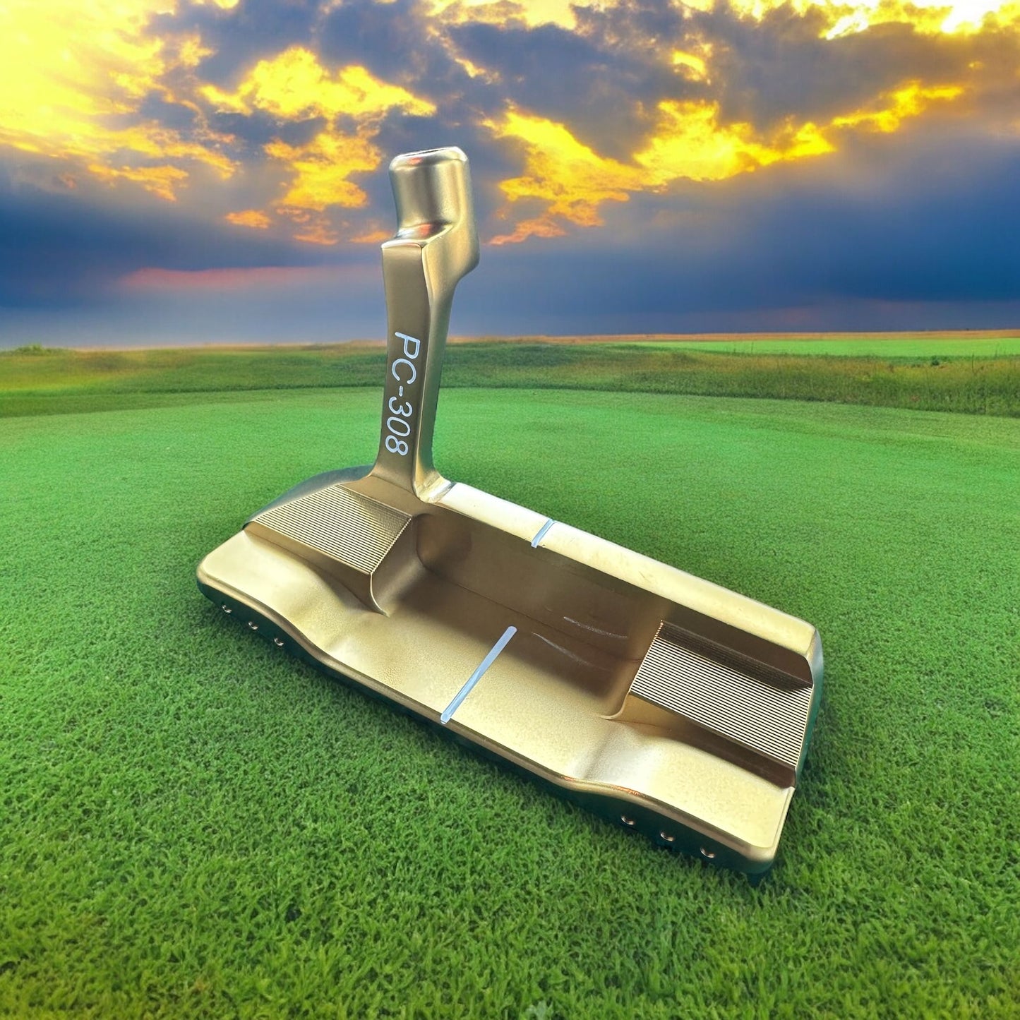 Putter de golf de hoja doble ancha Lombardi Golf Custom Gold PC-308