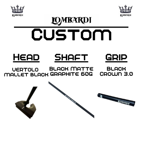 Lombardi Golf Custom Black Vertolo Mallet Golf Putter - Lombardi Black 3.0 Crown Grip / Black Matte Graphite 60g