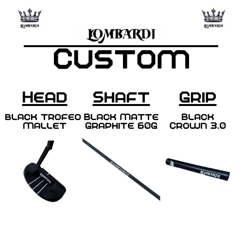 Lombardi Golf Custom Black Trofeo Mallet Golf Putter - Lombardi Black 3.0 Crown Grip / Black Matte Graphite 60g