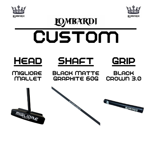 Lombardi Golf Custom Black Migliore Mallet Golf Putter - Lombardi Black 3.0 Crown Grip / Black Matte Graphite 60g