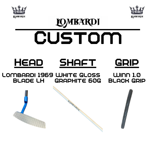 Lombardi Golf Custom Blue 1969 Double Wide Blade Left Hand Golf Putter